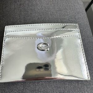 Coach Essential Card Case In Silver Metallic